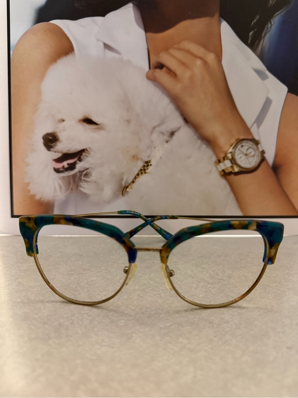 Michael Kors Teal and Gold Tortoiseshell eyeglasses